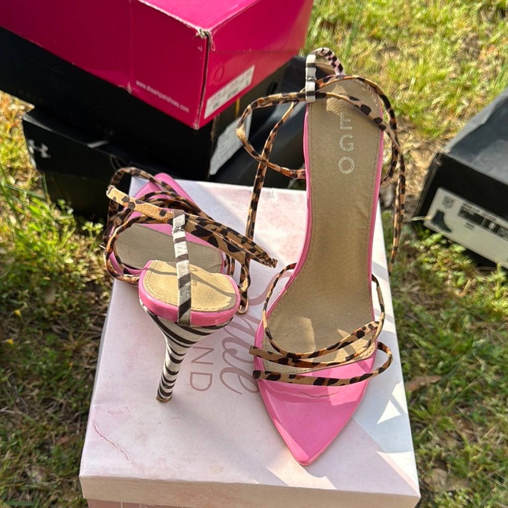 ALDO Pink and Leopard Strappy Heels